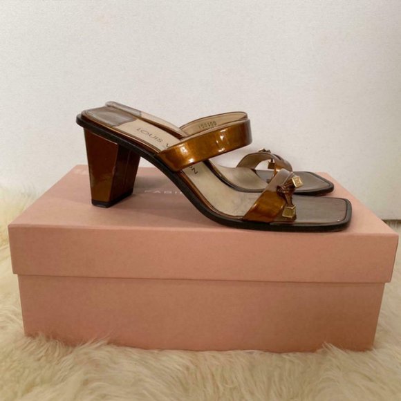 Louis Vuitton Patent Leather LV Block Slide Bronze - Picture 3 of 7